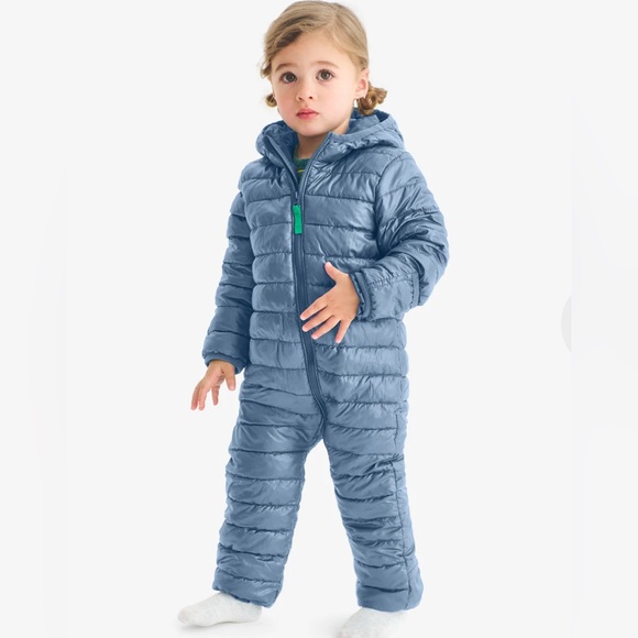 Primary Unisex Hooded Baby Blue Puffer Suit Size 18-24M - Picture 2 of 5